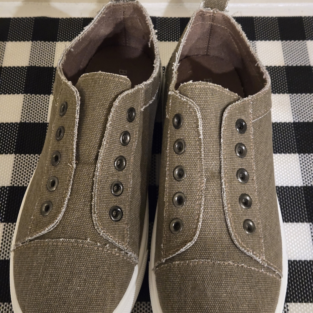 BAMBOO Olive Green Slip-On Sneakers - Picture 3 of 7